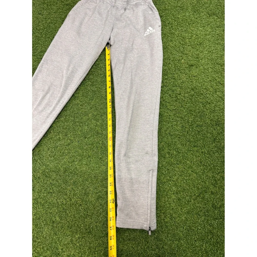 Adidas Mens S Heather Gray Textured Knit Joggers‎ Ankle Zip Sweatpants Small